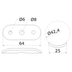 Držiak madla s kĺbom na trubku ø 42,4 mm, brúsená AISI 304 Držiak madla s kĺbom na trubku ø 42,4 mm, brúsená AISI 304